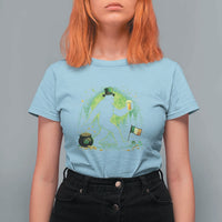 Funny Bigfoot St Patricks Day T Shirt For Women Sasquatch Drinking Green Beer Lover
