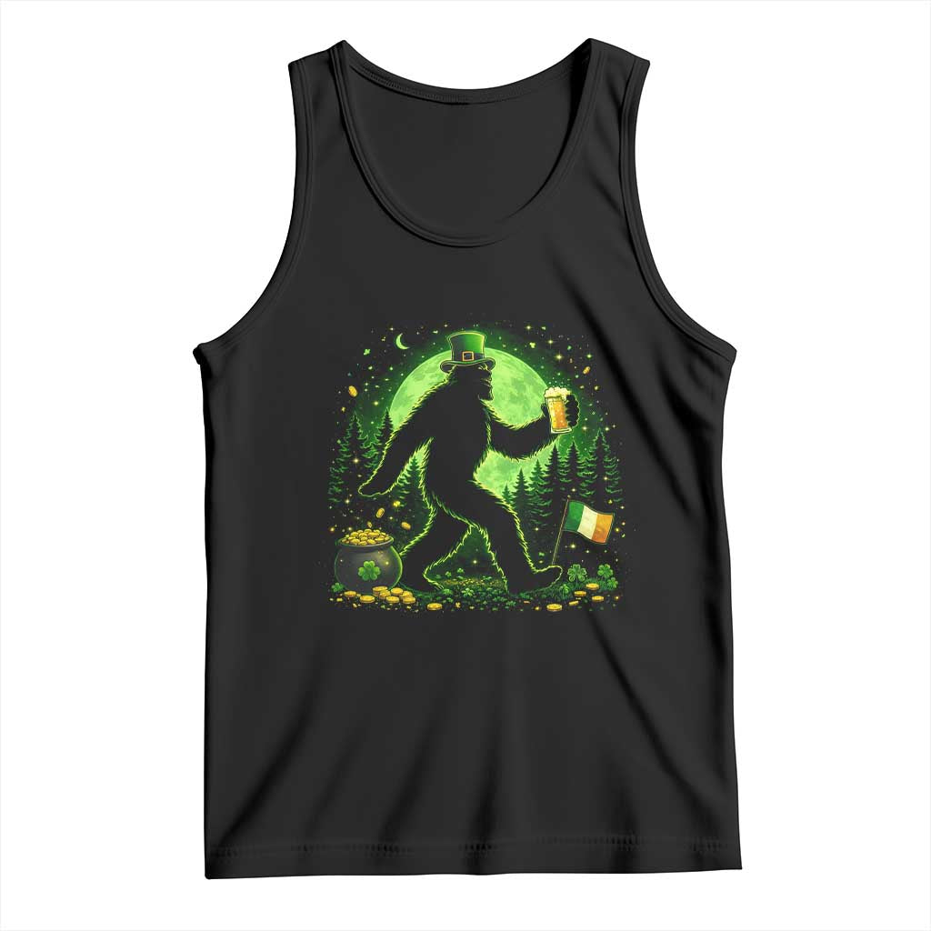Funny Bigfoot St Patricks Day Tank Top Sasquatch Drinking Green Beer Lover