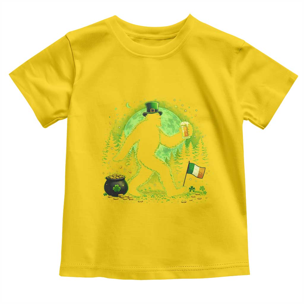Funny Bigfoot St Patricks Day Toddler T Shirt Sasquatch Drinking Green Beer Lover