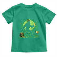 Funny Bigfoot St Patricks Day Toddler T Shirt Sasquatch Drinking Green Beer Lover