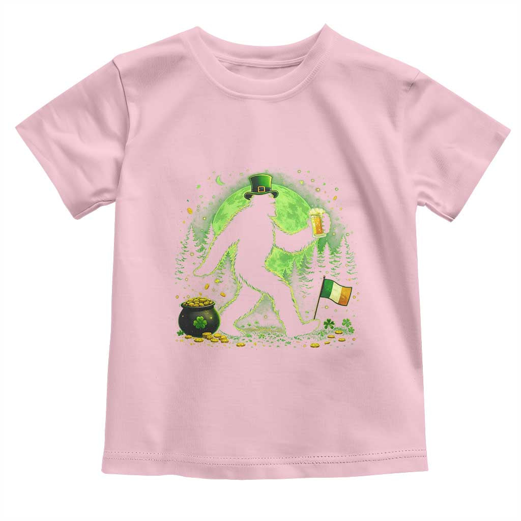 Funny Bigfoot St Patricks Day Toddler T Shirt Sasquatch Drinking Green Beer Lover