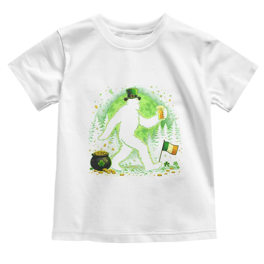 Funny Bigfoot St Patricks Day Toddler T Shirt Sasquatch Drinking Green Beer Lover