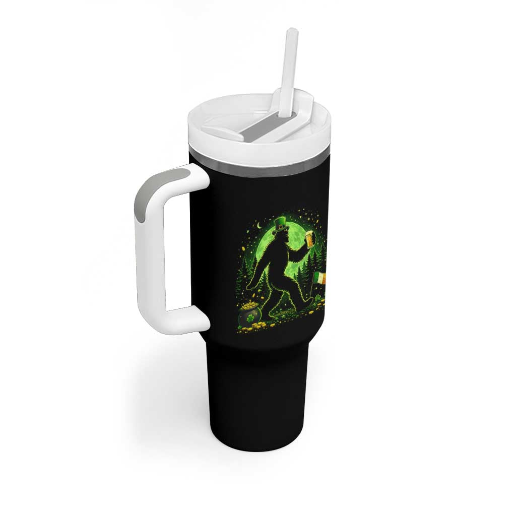 Funny Bigfoot St Patricks Day Tumbler With Handle Sasquatch Drinking Green Beer Lover