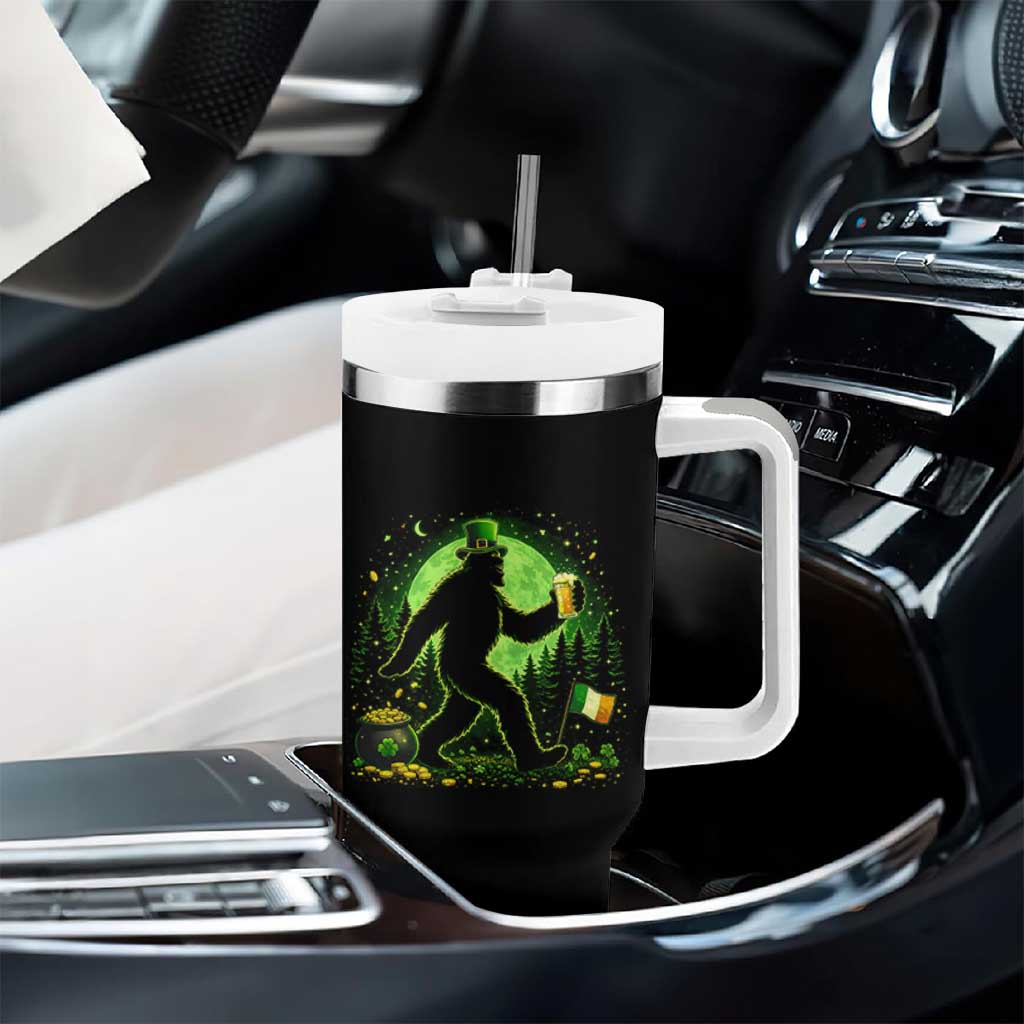 Funny Bigfoot St Patricks Day Tumbler With Handle Sasquatch Drinking Green Beer Lover