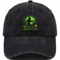 Funny Bigfoot St Patricks Day Washed Cotton Baseball Cap Sasquatch Drinking Green Beer Lover
