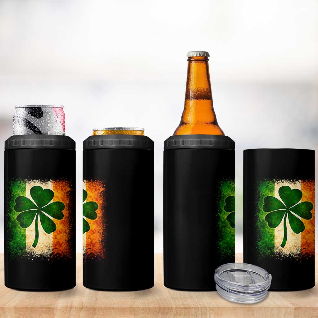 Retro Ireland Shamrock Irish Flag St Patricks Day 4 in 1 Can Cooler Tumbler
