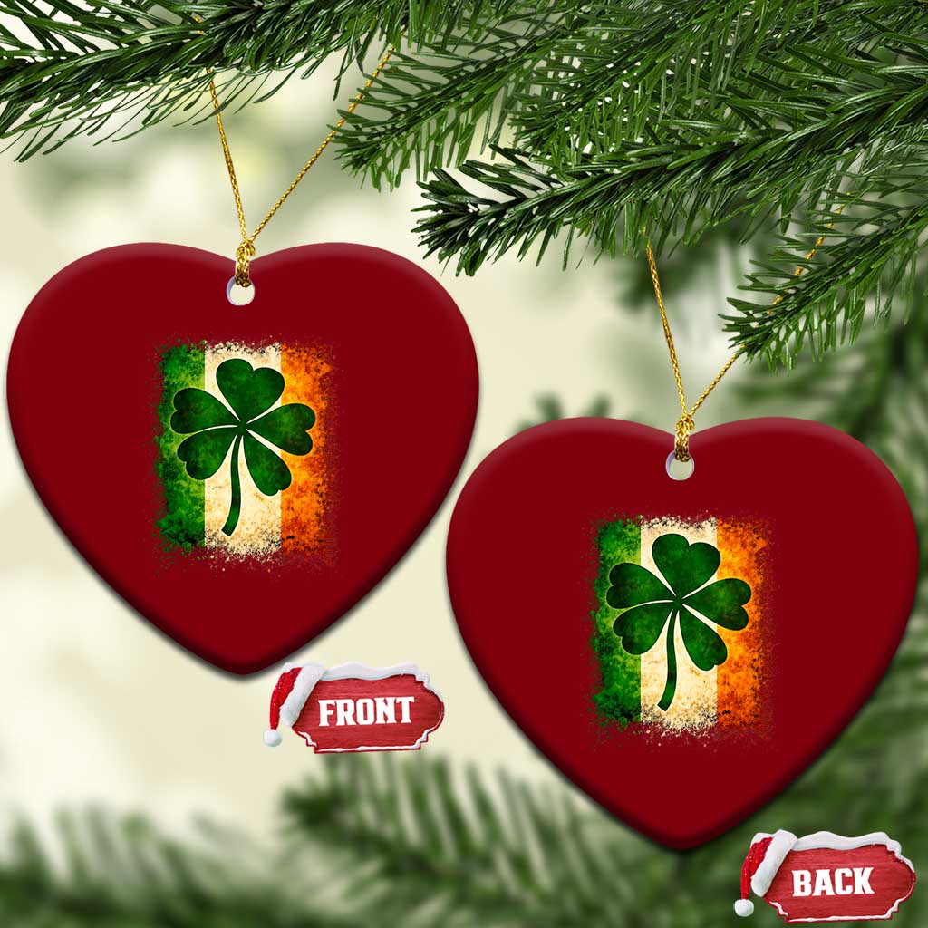 Retro Ireland Shamrock Irish Flag St Patricks Day Ceramic Ornament