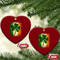 Retro Ireland Shamrock Irish Flag St Patricks Day Ceramic Ornament