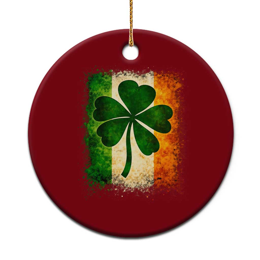 Retro Ireland Shamrock Irish Flag St Patricks Day Ceramic Ornament
