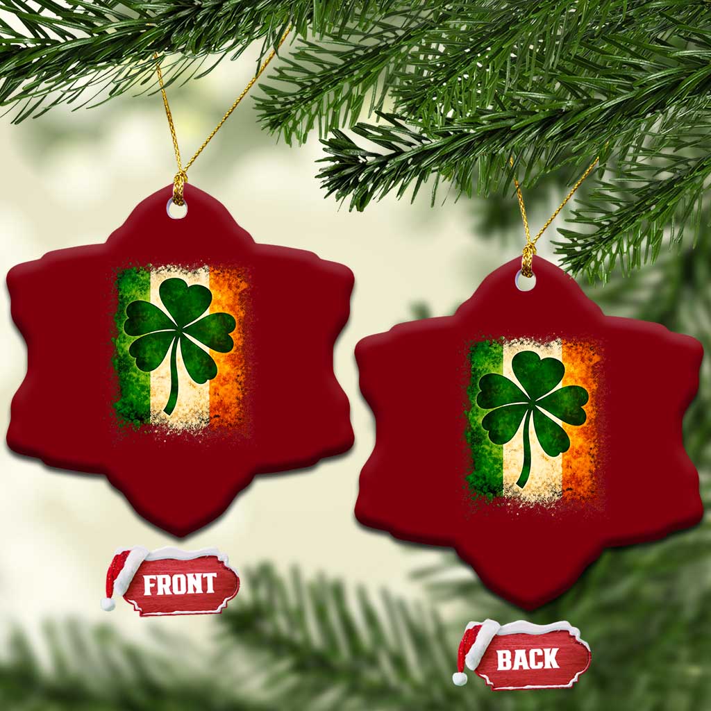 Retro Ireland Shamrock Irish Flag St Patricks Day Ceramic Ornament