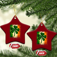 Retro Ireland Shamrock Irish Flag St Patricks Day Ceramic Ornament