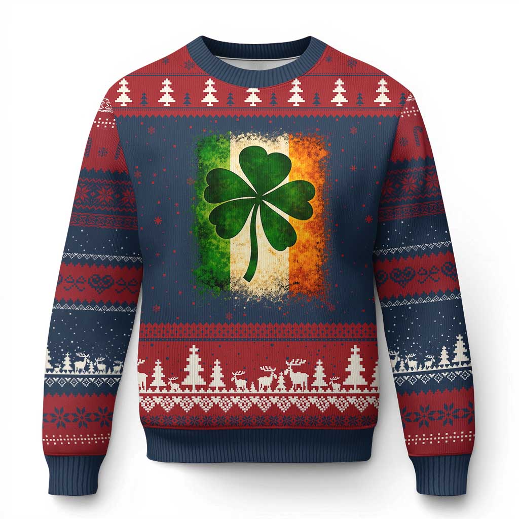 Retro Ireland Shamrock Irish Flag St Patricks Day Ugly Christmas Sweater