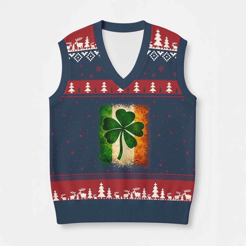 Retro Ireland Shamrock Irish Flag St Patricks Day V-Neck Knit Sweater Vest