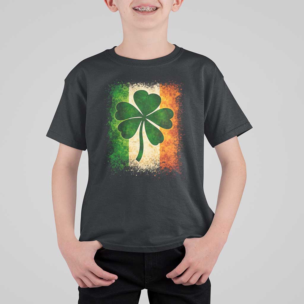 Retro Ireland Shamrock Irish Flag St Patricks Day T Shirt For Kid