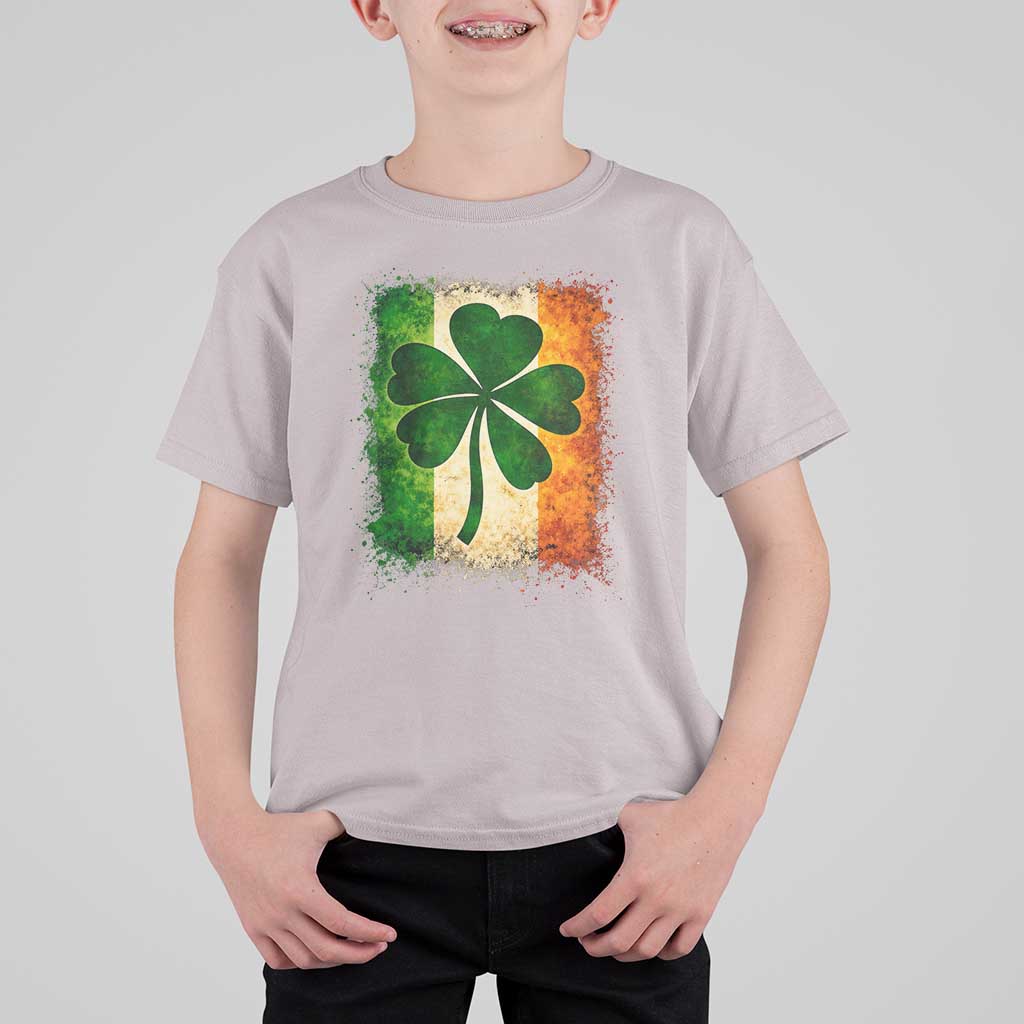 Retro Ireland Shamrock Irish Flag St Patricks Day T Shirt For Kid
