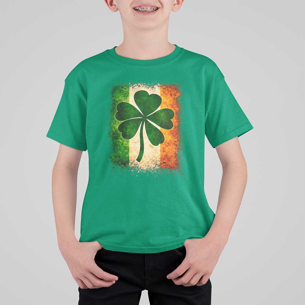 Retro Ireland Shamrock Irish Flag St Patricks Day T Shirt For Kid