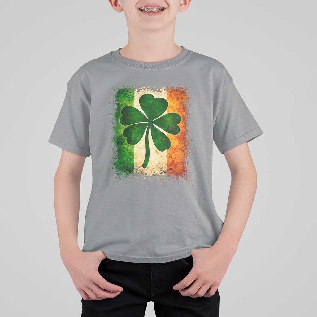 Retro Ireland Shamrock Irish Flag St Patricks Day T Shirt For Kid