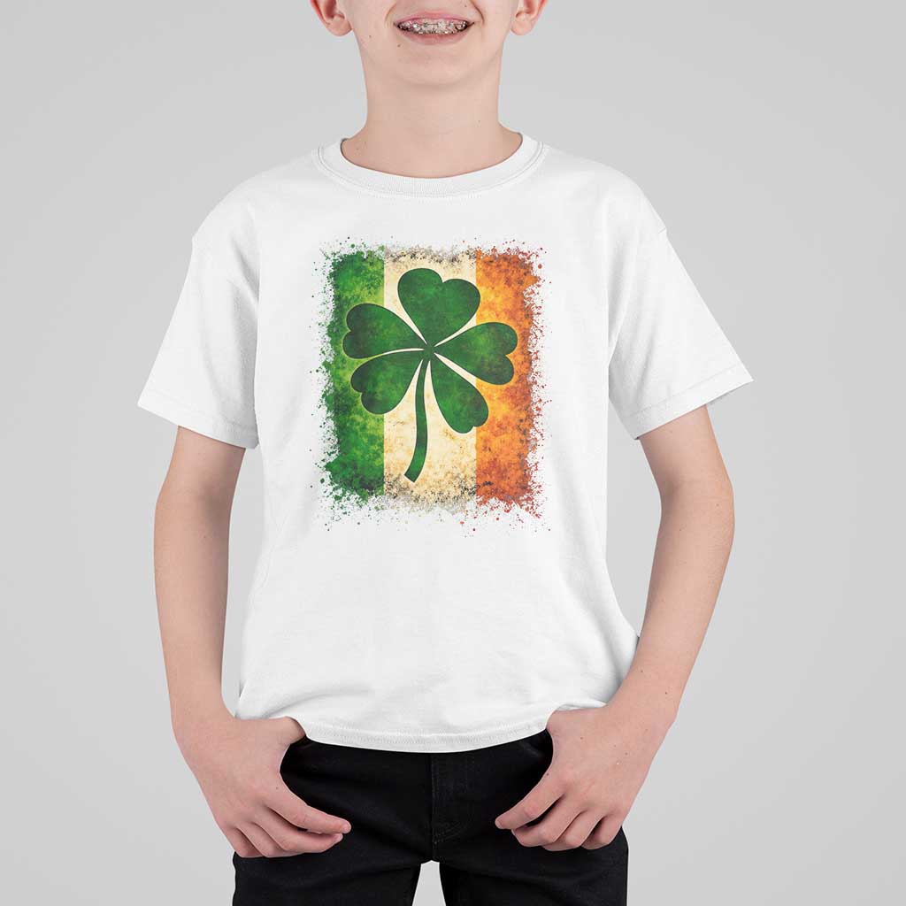 Retro Ireland Shamrock Irish Flag St Patricks Day T Shirt For Kid