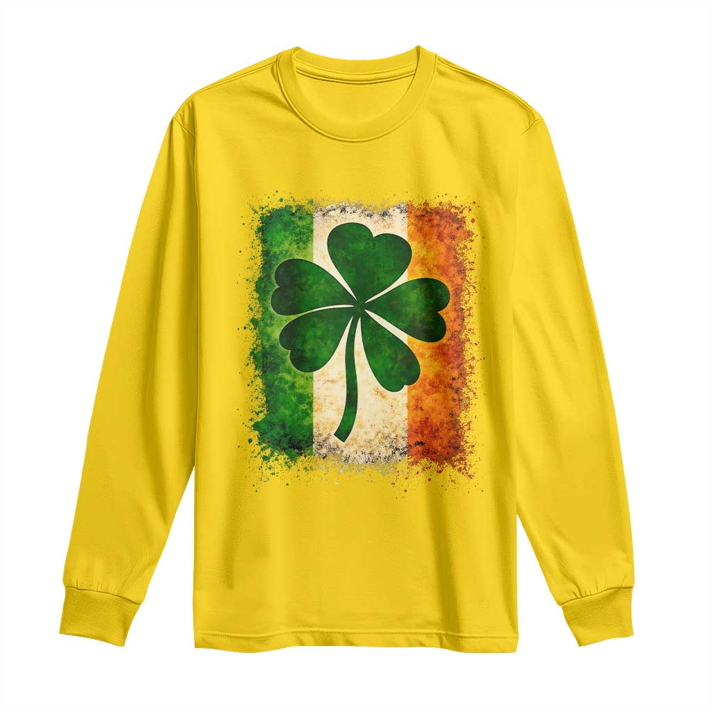Retro Ireland Shamrock Irish Flag St Patricks Day Long Sleeve Shirt