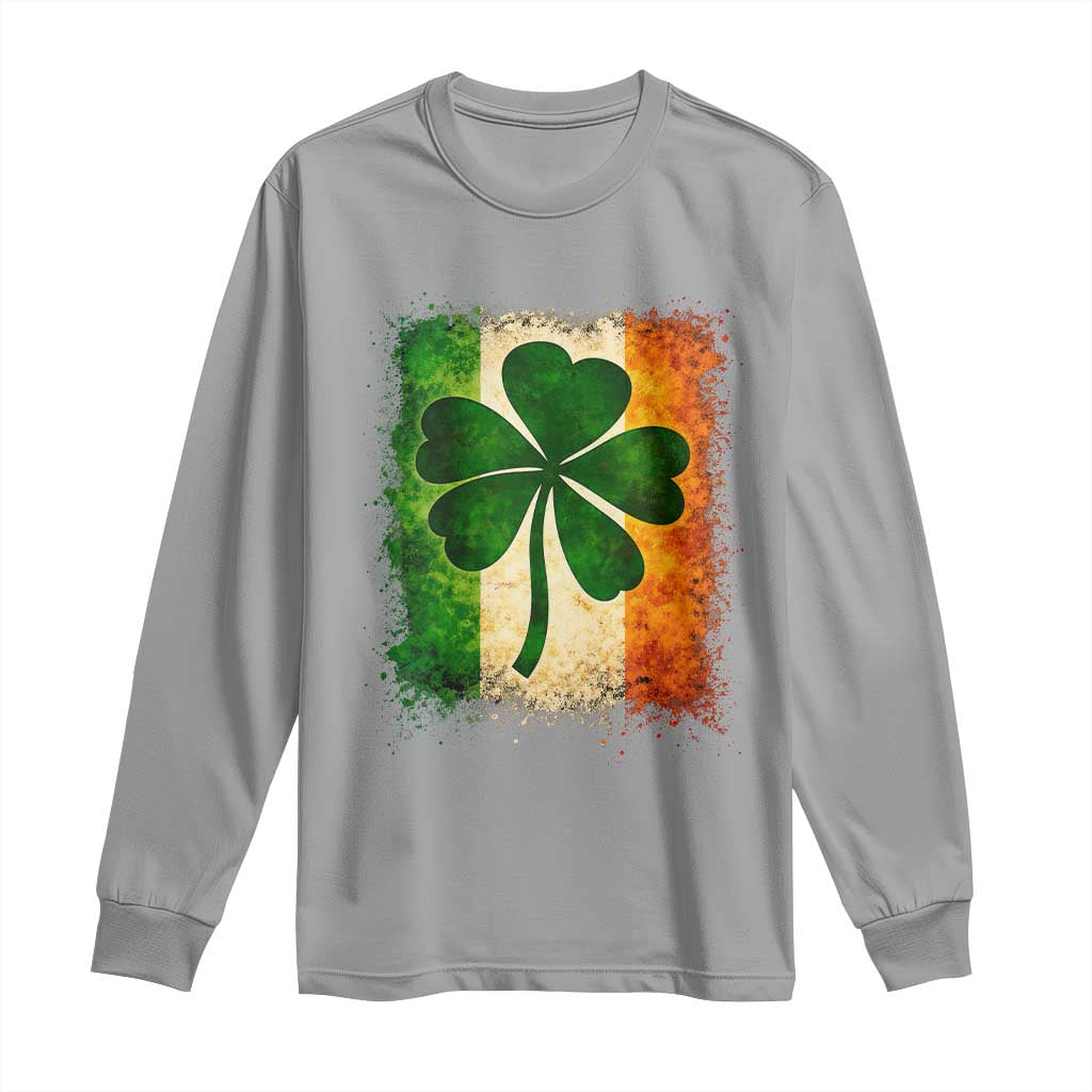 Retro Ireland Shamrock Irish Flag St Patricks Day Long Sleeve Shirt