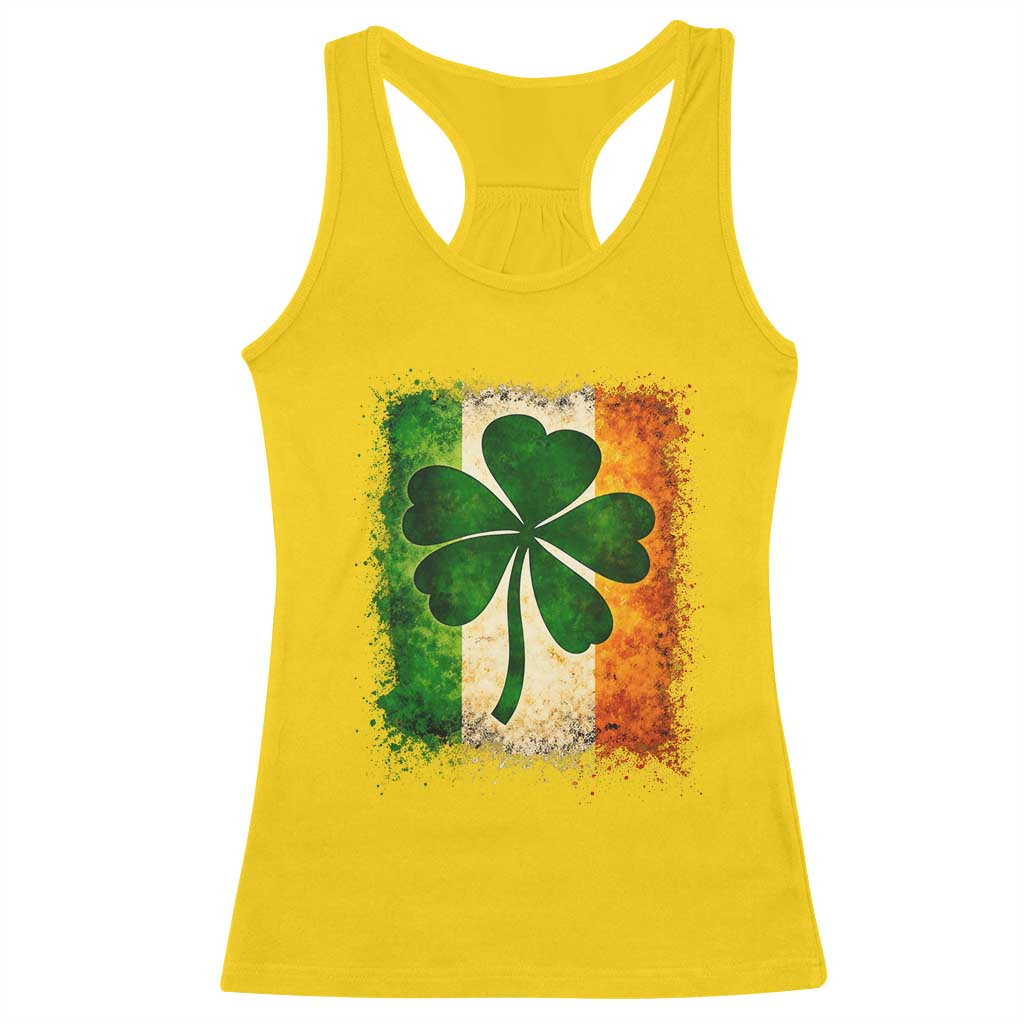 Retro Ireland Shamrock Irish Flag St Patricks Day Racerback Tank Top