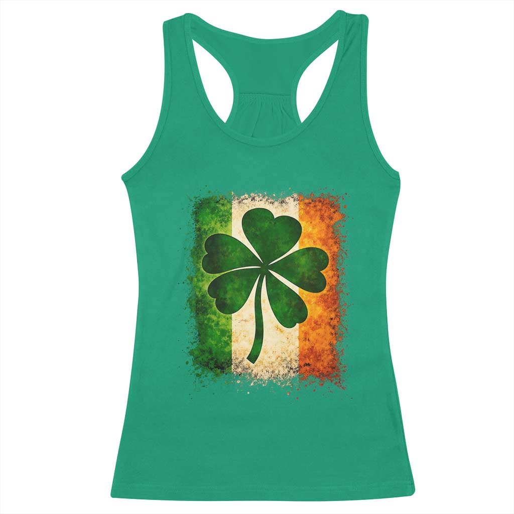 Retro Ireland Shamrock Irish Flag St Patricks Day Racerback Tank Top