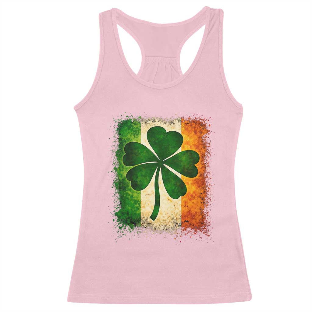Retro Ireland Shamrock Irish Flag St Patricks Day Racerback Tank Top