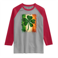 Retro Ireland Shamrock Irish Flag St Patricks Day Raglan Shirt