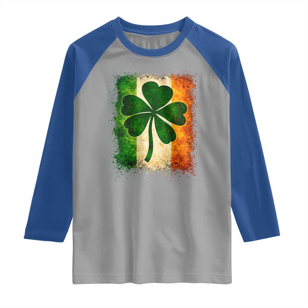 Retro Ireland Shamrock Irish Flag St Patricks Day Raglan Shirt