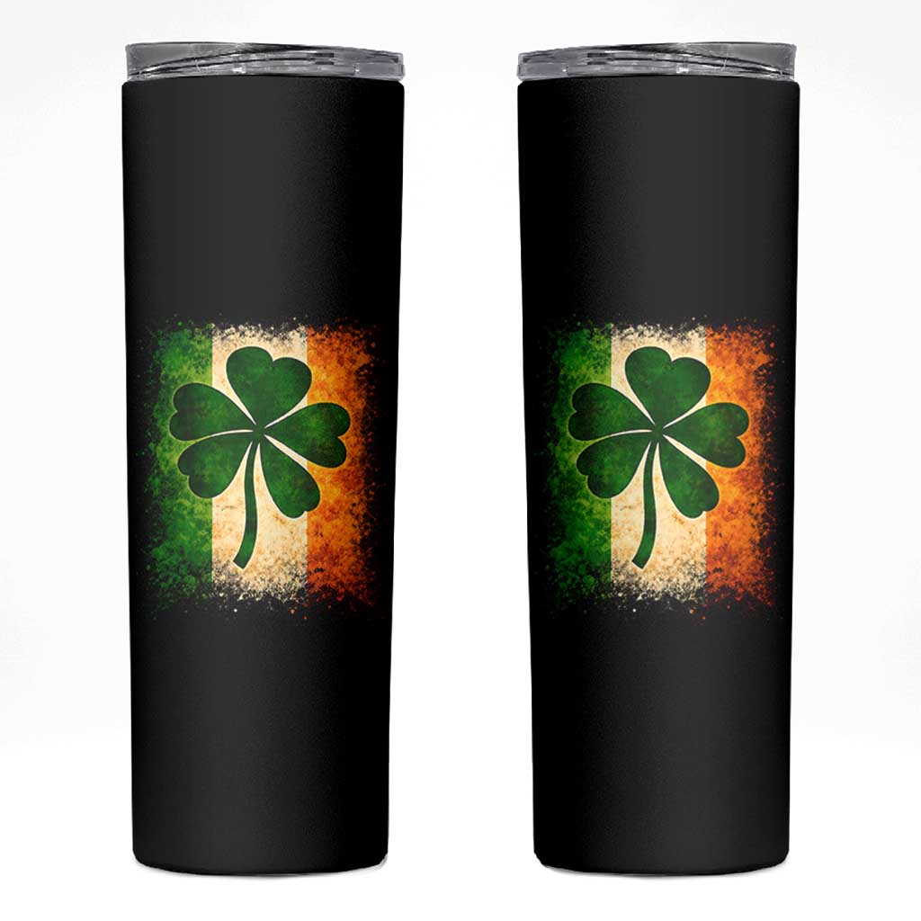 Retro Ireland Shamrock Irish Flag St Patricks Day Skinny Tumbler