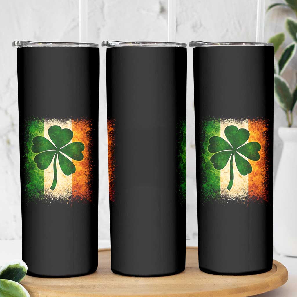 Retro Ireland Shamrock Irish Flag St Patricks Day Skinny Tumbler