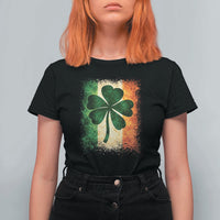 Retro Ireland Shamrock Irish Flag St Patricks Day T Shirt For Women