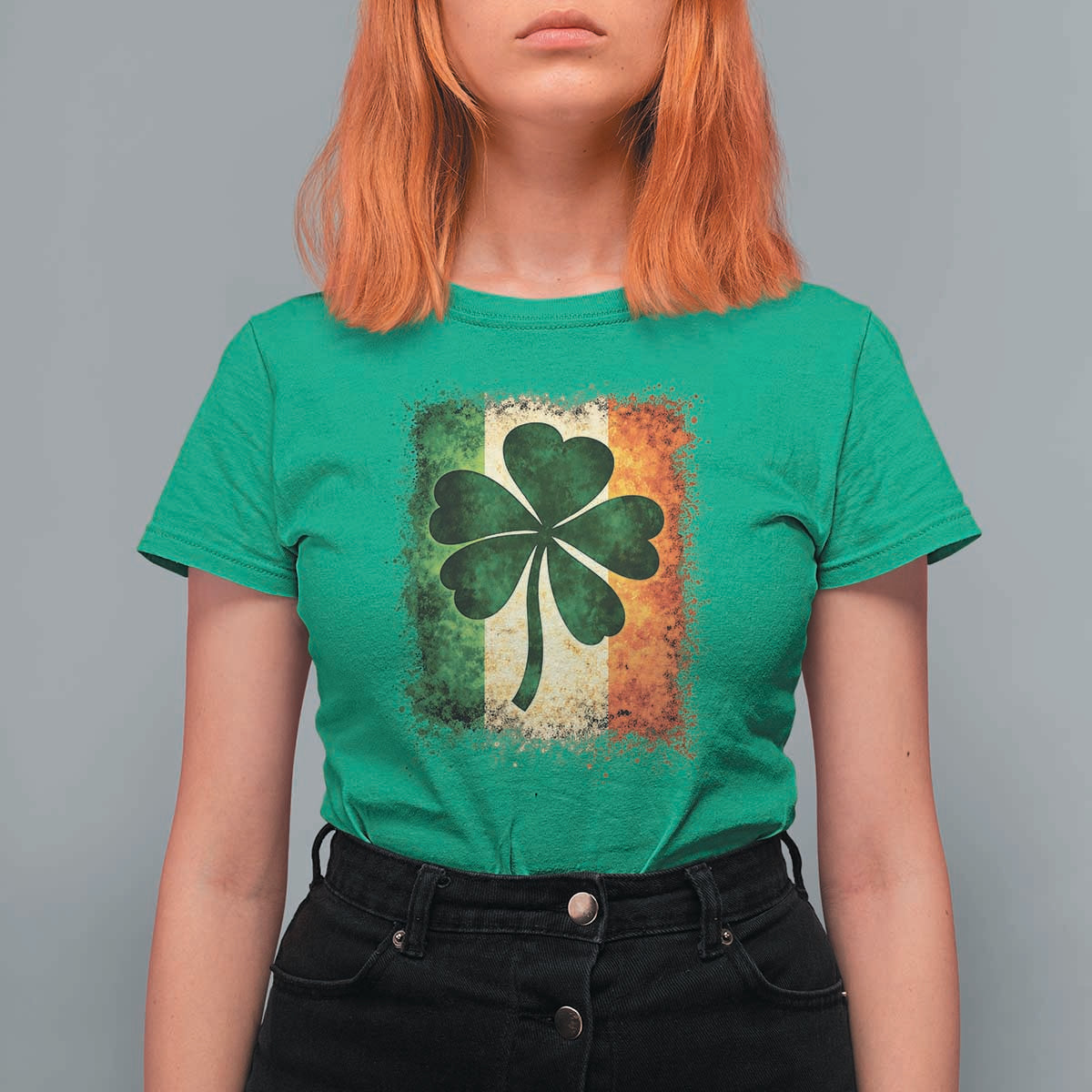 Retro Ireland Shamrock Irish Flag St Patricks Day T Shirt For Women