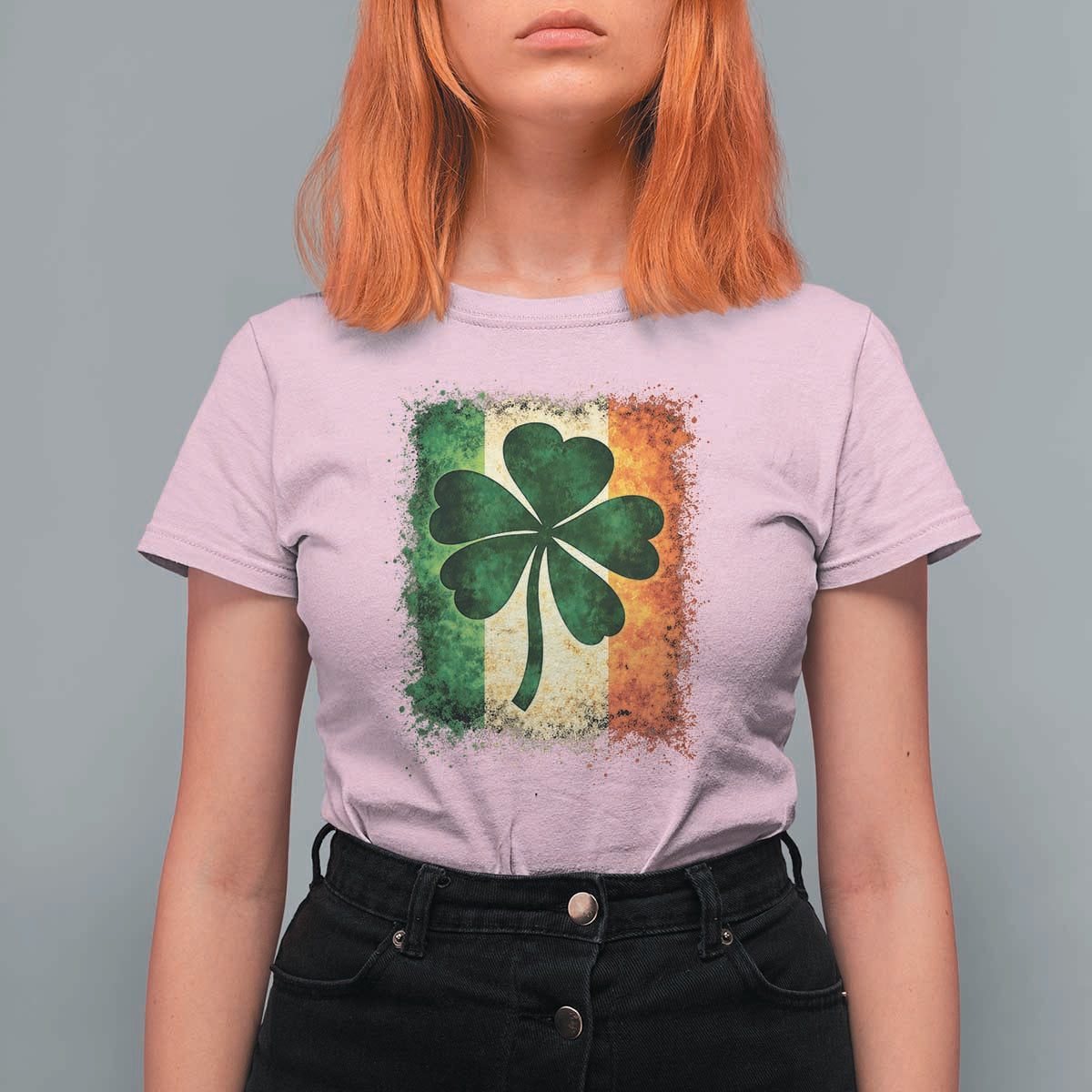 Retro Ireland Shamrock Irish Flag St Patricks Day T Shirt For Women
