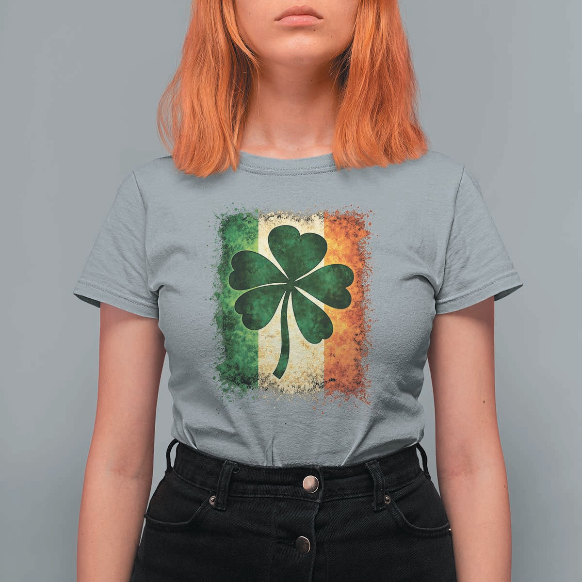 Retro Ireland Shamrock Irish Flag St Patricks Day T Shirt For Women