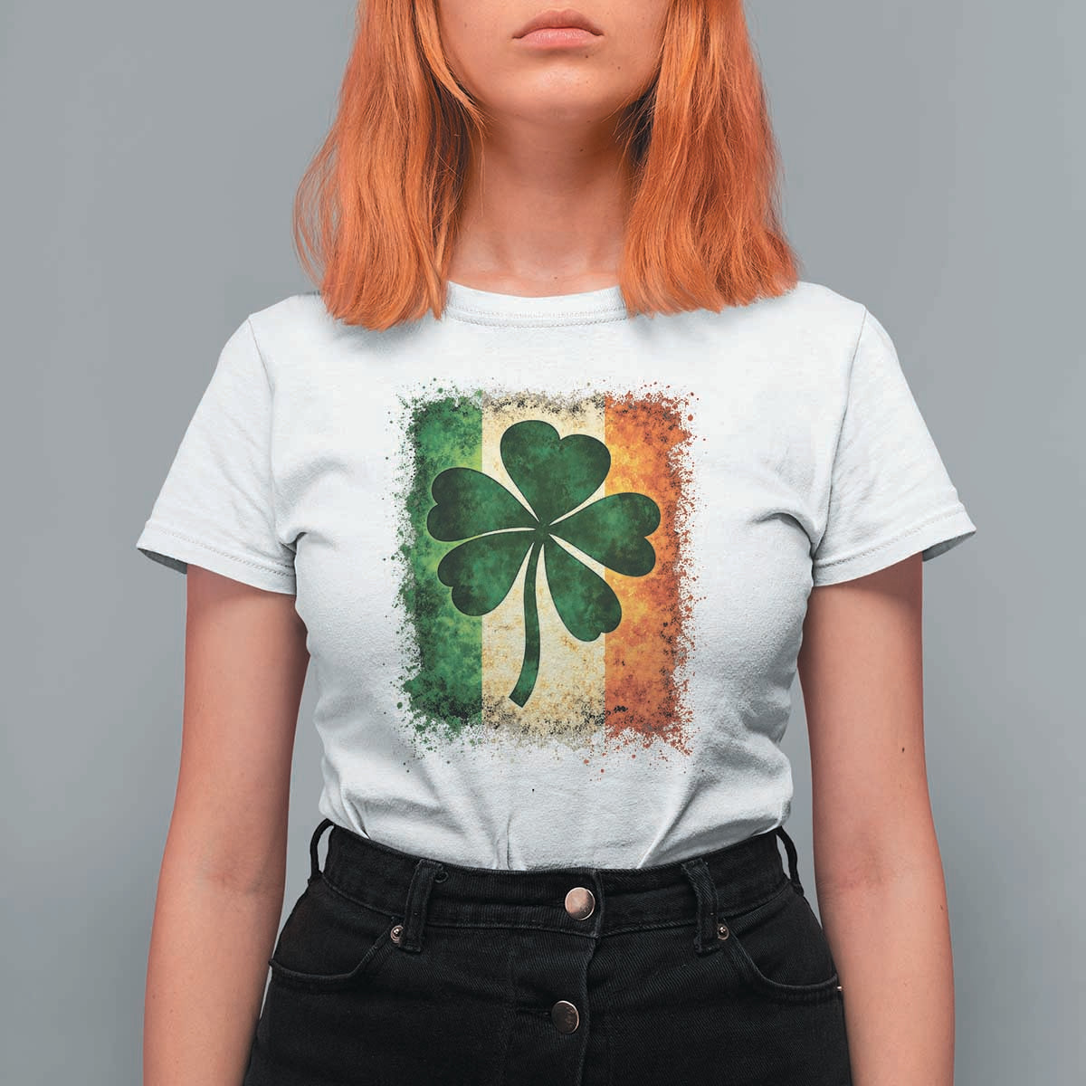 Retro Ireland Shamrock Irish Flag St Patricks Day T Shirt For Women