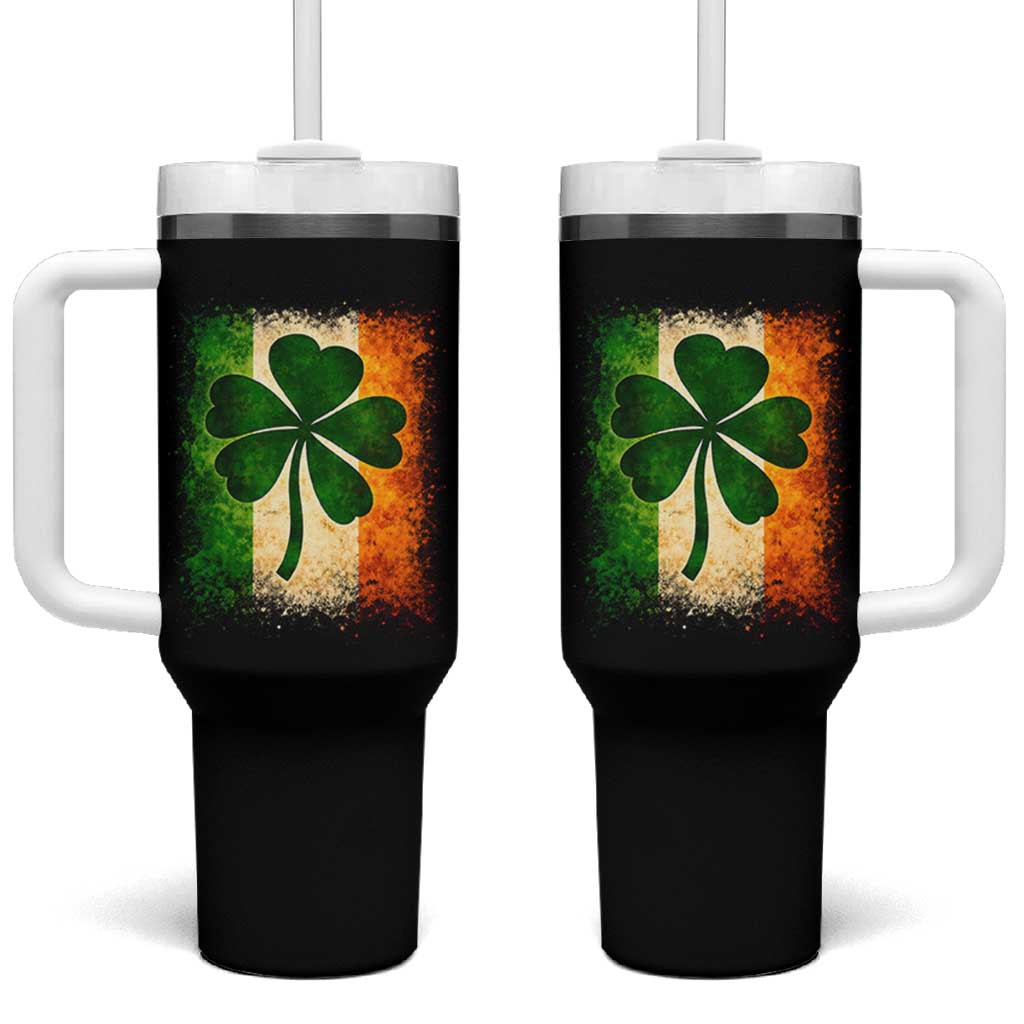 Retro Ireland Shamrock Irish Flag St Patricks Day Tumbler With Handle