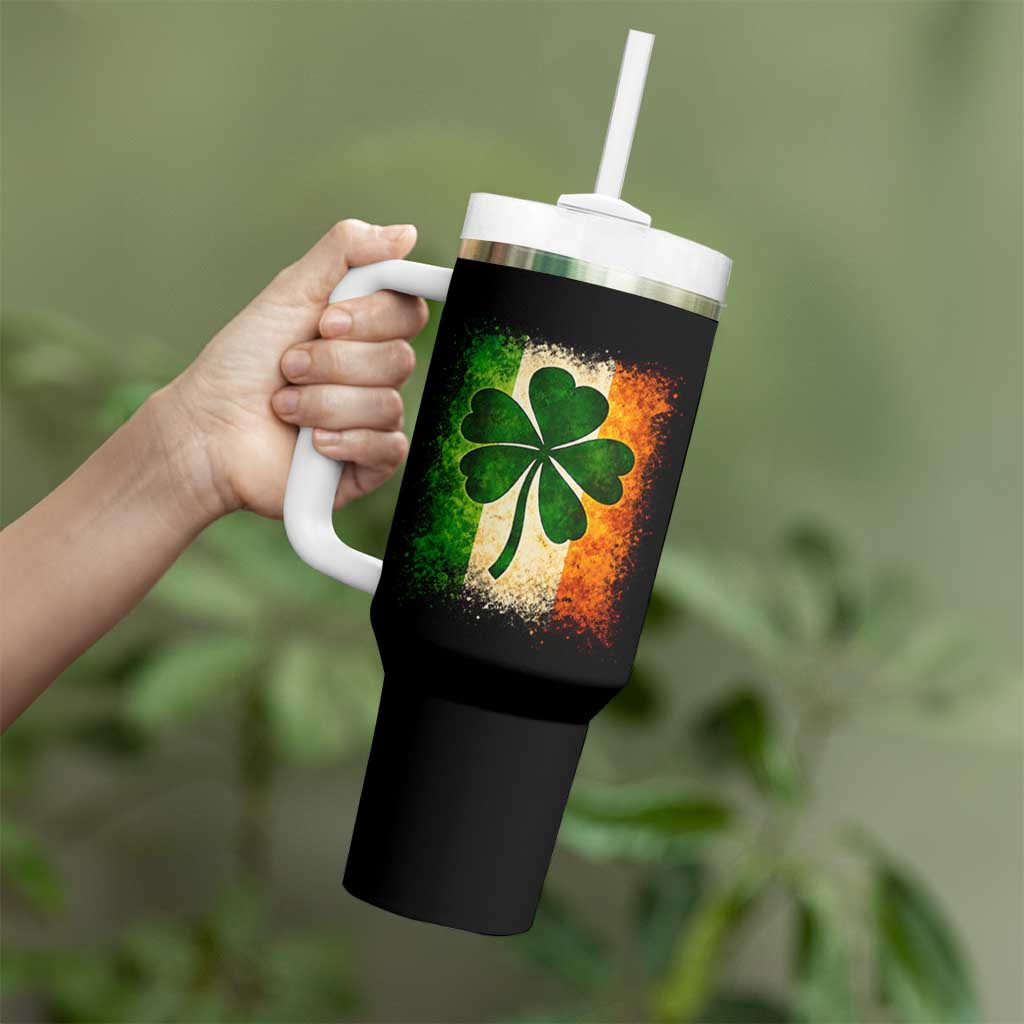 Retro Ireland Shamrock Irish Flag St Patricks Day Tumbler With Handle