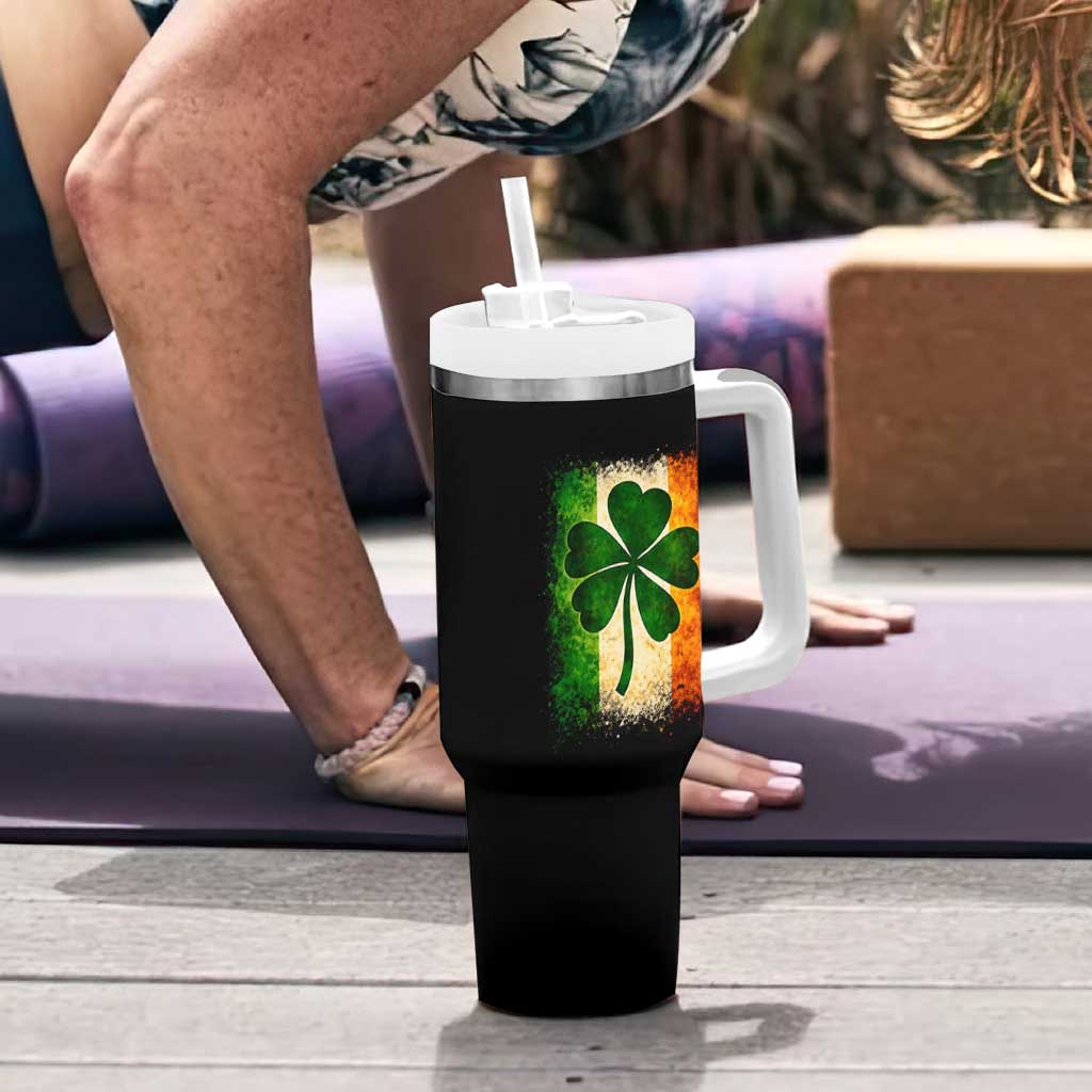 Retro Ireland Shamrock Irish Flag St Patricks Day Tumbler With Handle