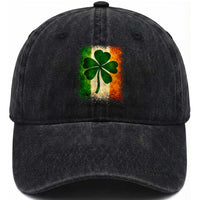 Retro Ireland Shamrock Irish Flag St Patricks Day Washed Cotton Baseball Cap
