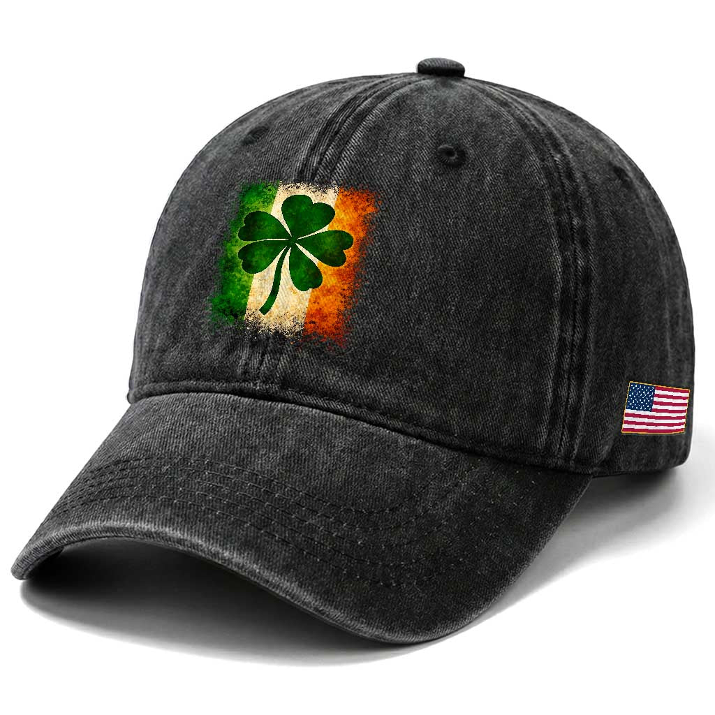 Retro Ireland Shamrock Irish Flag St Patricks Day Washed Cotton Baseball Cap