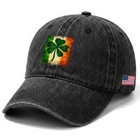 Retro Ireland Shamrock Irish Flag St Patricks Day Washed Cotton Baseball Cap
