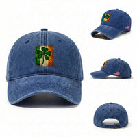 Retro Ireland Shamrock Irish Flag St Patricks Day Washed Cotton Baseball Cap
