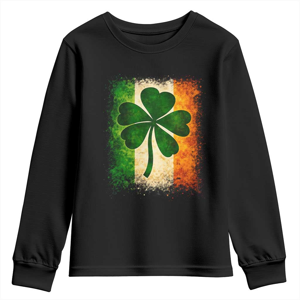 Retro Ireland Shamrock Irish Flag St Patricks Day Youth Sweatshirt