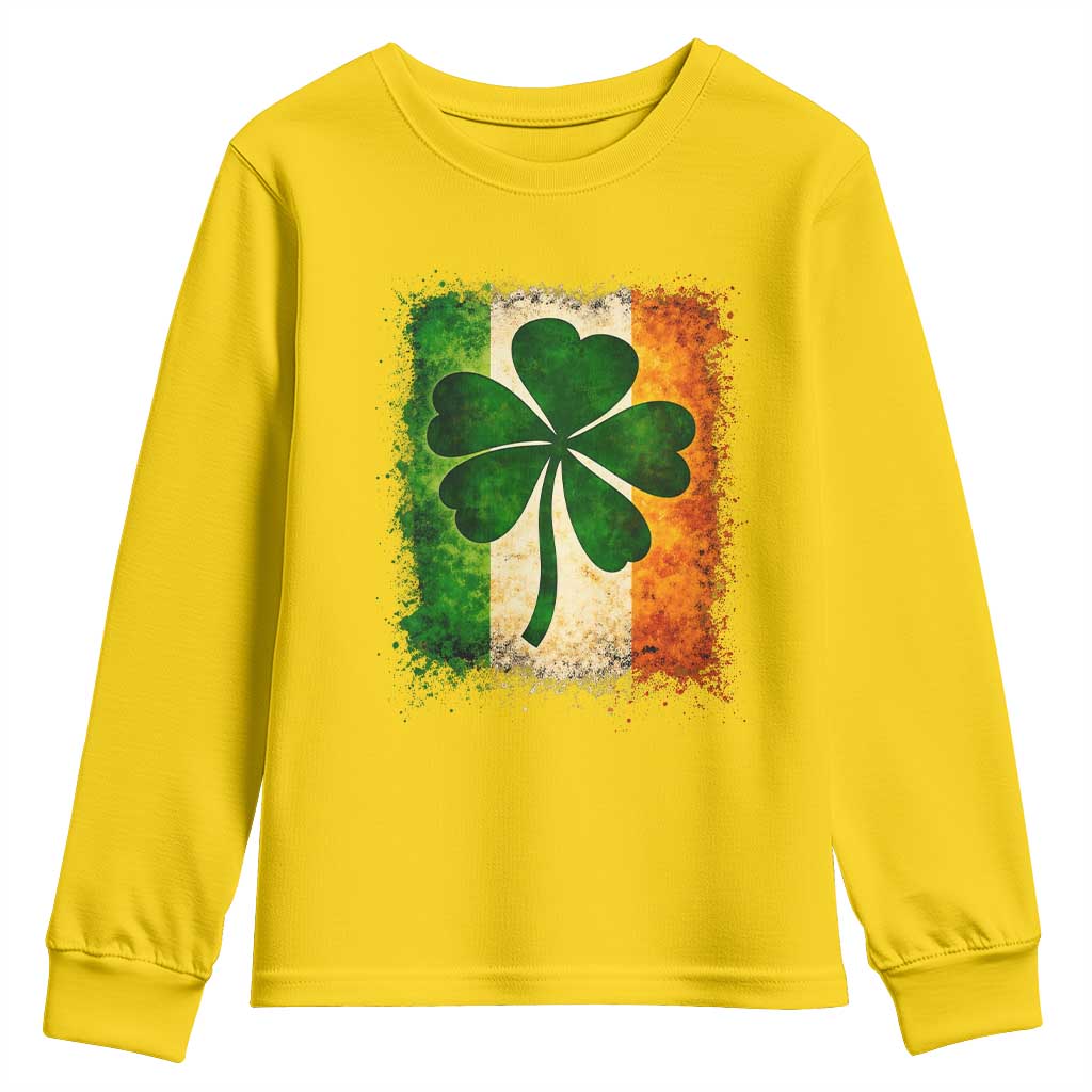 Retro Ireland Shamrock Irish Flag St Patricks Day Youth Sweatshirt