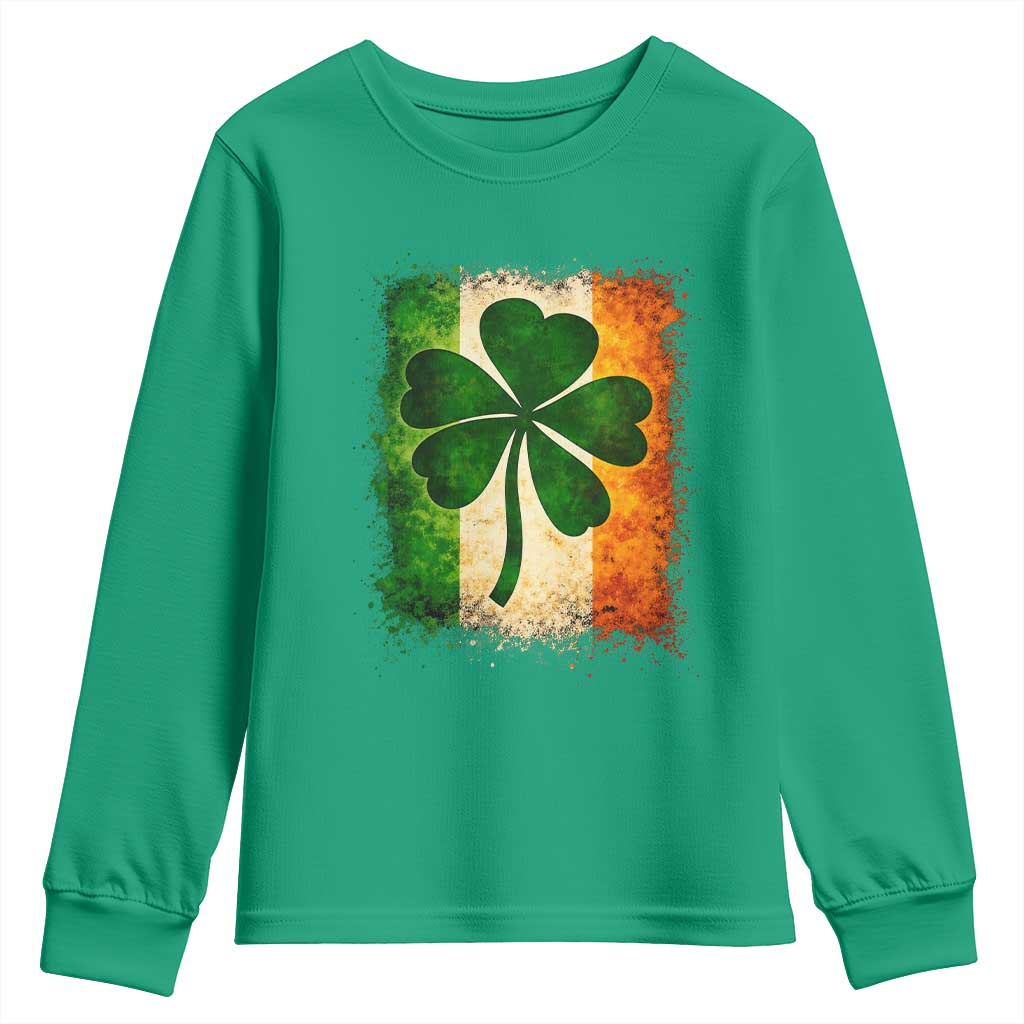 Retro Ireland Shamrock Irish Flag St Patricks Day Youth Sweatshirt