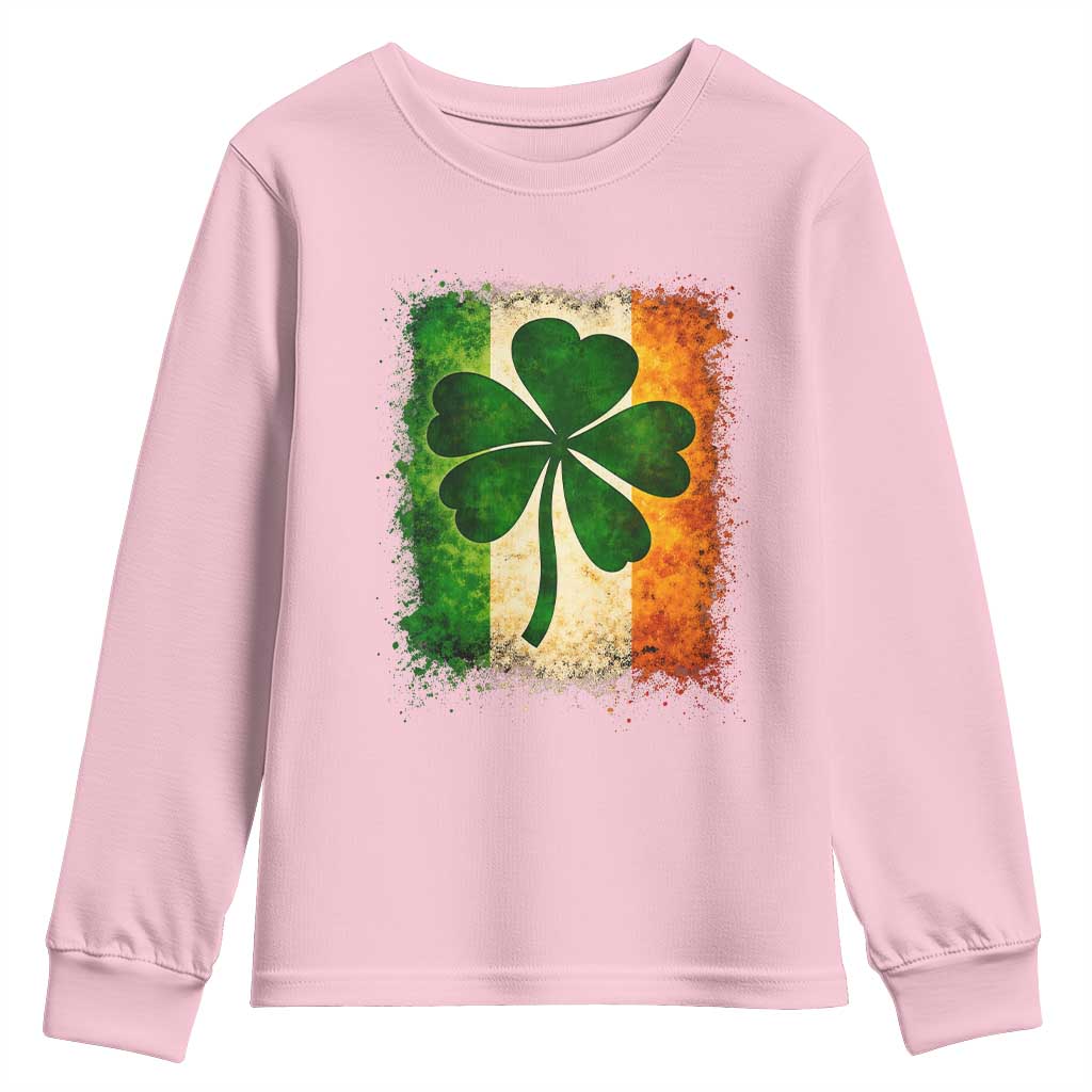 Retro Ireland Shamrock Irish Flag St Patricks Day Youth Sweatshirt
