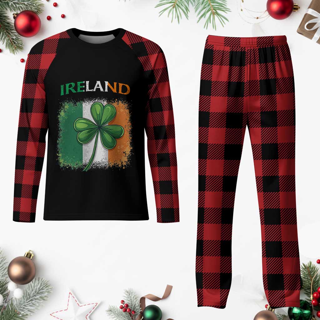 Vintage Ireland Shamrock Irish Flag St Patricks Day Plaid Pajama Set