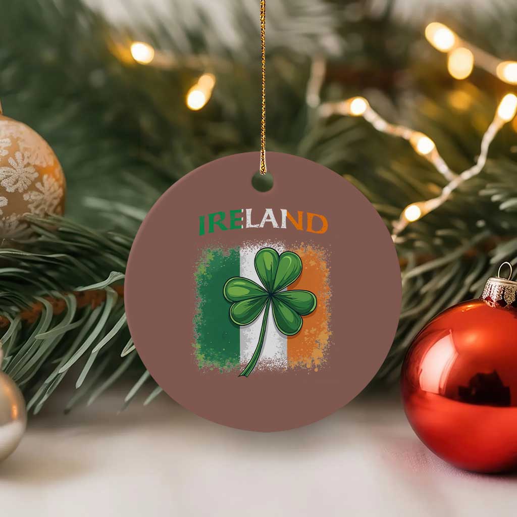 Vintage Ireland Shamrock Irish Flag St Patricks Day Ceramic Ornament