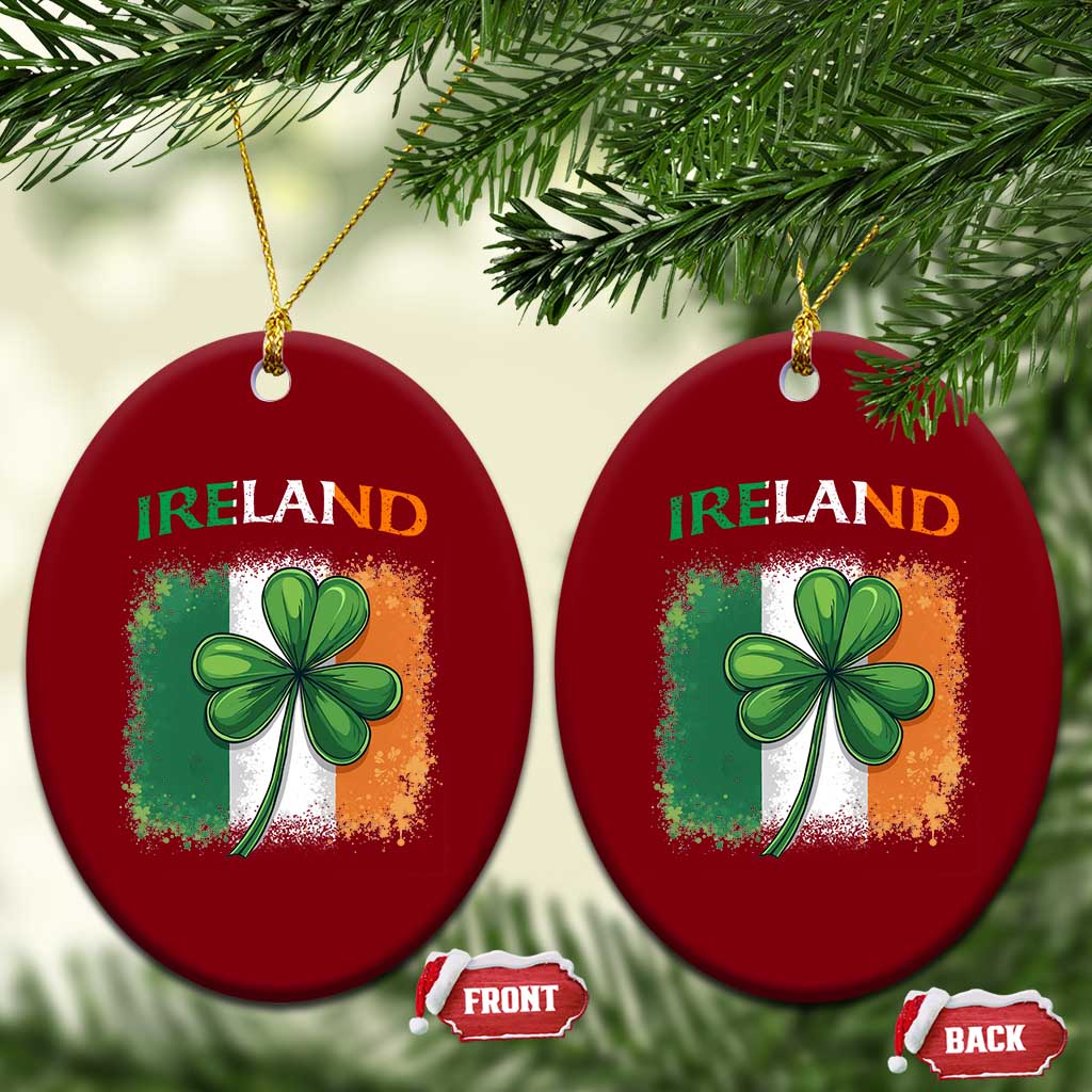 Vintage Ireland Shamrock Irish Flag St Patricks Day Ceramic Ornament